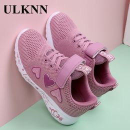 ULKNN Girls' Shoes Mesh Sneakers Punched Sheet Surface Fashion-Style GIRL'S Shoes Versatile Kindergarten Princess 210308