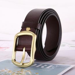 Belts Cowskin Genuine Leather Belt For Women Men Trend Simple Student Trouser Men's Business With Jeans Wide Waist Fashion