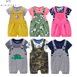 Toddler Girl Romper Summer Unisex Baby Clothes born Costume Short Sleeve O-neck Cartoon Pattern Boy Jumpsuit 210816