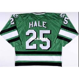 Real 001 real Full embroidery #25 Ryan Hale University of North Dakota Game Worn Hockey Jersey or custom any name or number Hockey Jersey