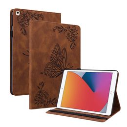 Retro Business Butterfly Flower Leather Case For Samsung T290 T295 T297 Tab S7 11 A7 10.4 Lite T220 T225 8.4 T507 T505 Tablet Fashion Credit ID Card Slot Holder Flip Cover
