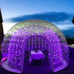 Inflatable Dome Tent with Optional LED Light 3.5m 4.5m Outer Diameter Commercial Transparent Bubble Tents House for Camping Party Outdoor Events