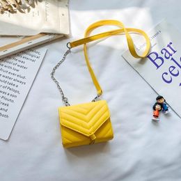 brand Girls PU Leather Single Shoulder Handbags Mini Messenger Chain Change Purse Children Baby Designer Letters Print Plaid Personality Cross Body Bags gift
