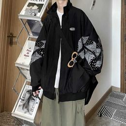 spring stand-up collar jacket men women Japanese Harajuku vintage printing oversize versatile hip hop preppy punk coats 210526