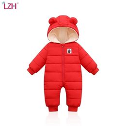 LZH Children Winter Overalls Snowsuit Infant Boys Girls Romper For Baby Warm Jumpsuit Newborn Clothes Christmas Costume 210309