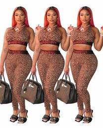 women designer clothes tracksuit sleeveless outfits 2 piece set top + legging women clothes sportsuit new hot sale womens clothing klw3389