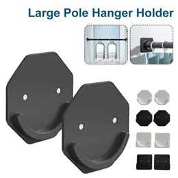 Hooks & Rails 2Pcs Shower Curtain Rod Mount Holder Adhesive No Drilling Tension Retainer Bathroom Accessories White/Black Dropship