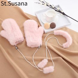 Fingerless Gloves St.Susana 2021 Women Fur Female Fashion Arrival Winter Warm Lady's Real Mittens Item 1102899