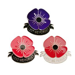 Pins, Brooches RSHCZY Red And Purple Poppies For Women Vintage Enamel Pins Backpacks Hat Bag Jewelry Gift Scarf Buckle