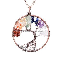 Pendant Necklaces & Pendants Jewelry Tree Of Life Amethyst Rose Crystal Necklace Gemstone Chakra For Women Summer Drop Delivery 2021 Zutew