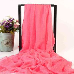 Summer Large Shawl Beach Towel Spring And Autumn Long Women's Chiffon Scarf Pleated Pareo 2021 Y1108