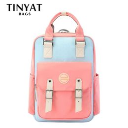 TINYAT Women's school laptop backpack Youth Donut backpacks High School Bag for teenage girl backpack Kids Book Bag Mochila 210929