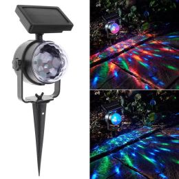 Солнечная вращающаяся лампа RGB Crystal Magic Ball Disco Stage Рождественская вечеринка на открытом воздухе сад газон лазерный проектор