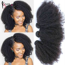 Hair Extensions Pieces Extensiones De Cabello Humano Mongol Mechones Rizados Afro Con Cierre 4b 4c Virgen Tejido Ever Beauty 220222