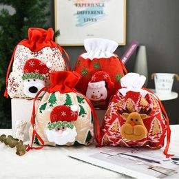 Christmas Decorations Family Party Decoration Creative Gift Bag Children Red Hand Candy Santa Claus Snowman Elk Apple