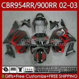 Bodywork For HONDA CBR 954 900 RR CC CBR900 CBR954 RR 02-03 Bodys 61No.36 CBR 900RR 954RR 900CC CBR954RR 02 03 CBR954-RR CBR900RR Red flames 2002 2003 OEM Fairing Kit