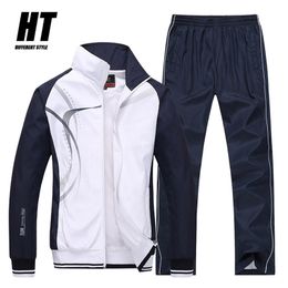 Men's Casual Tracksuit Polyester Long Sleeve Jacket 2 Piece Sport Suit+Pant Spring Autumn Brand Sets Jogging Male Clothing 210806