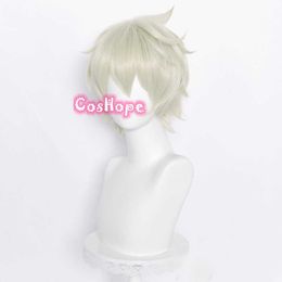 Genshin Impact Cosplay Bennett Short 30cm Wig Grey Gold Anime s Heat Resistant Synthetic s Halloween Y0913