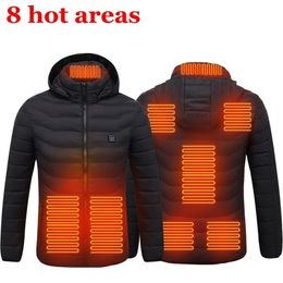 Smart Heated Jackets Autumn Winter Warm Flexible Thermal Hooded Jackets Usb Electric Heated Outdoor Vest Coat High Quality 210916