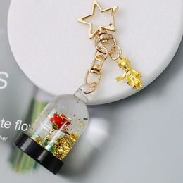 Cute five Star KeyChains Keyring Car Keys Key Chain Bag Decor Quicksand Rose Boy Pendent Charm for Airpods Case for Airdots Gift G1019