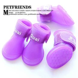 4pcs 5size Pack Pet Rain Boots Outdoor Non-slip Durable Pet Rain Shoes Small Dog Large Dog Waterproof Protective Rain Boot 8 Colours XDH0982