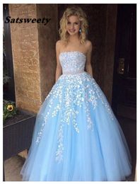 Quinceanera Dresses Vestidos De 15 Anos Ruffles Sky Blue Lace Luxury Debutante Gowns Girls Sweet 16 Dress