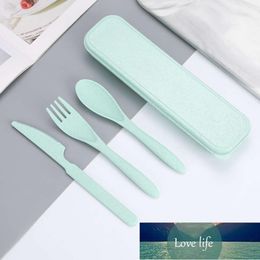 New multicolor wheat straw portable cutlery knife fork spoon three piece travel anti falling cutlery activity Gift Set OWB7583 Factory price expert design Quality