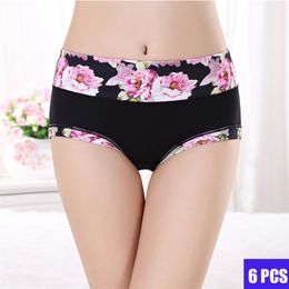 6pcs/lot Women Panties Sexy Cotton Underwear Girls Printed Intimate Plus Size Briefs Lady Breathable Underpants 210730