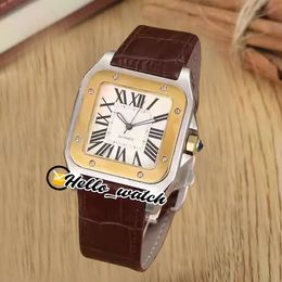 WSSA0010 Watches White Dial A2813 Automatic Mens Watch Two Tone Yellow Gold Steel Case Brown Leather Sport HWCR Hello_watch 05C