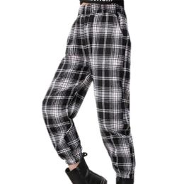 Teenage Girls Pants Autumn Casual Fashion Loose Plaid Kids Harem Pants Student Children Long Trousers 6 8 10 12 13Years Old 210303