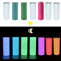 20oz Sublimation Glow in Dark Tumbler Luminous Paint Skinny Tumblers Easter Day Creative Luminescent Mugs Wholesale Stainless Steel Water Bottle Bulk