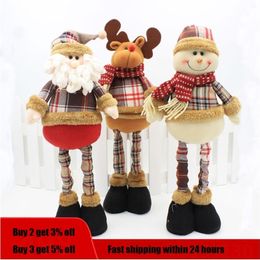 47cm Santa Claus Snowman Christmas Dolls Christmas Decorations for Home Retractable Standing Toy Birthday Party Gift Kids Y201020