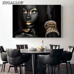 African Woman Oil Painting Black Women Canvas Poster Prints Wall Art Pictures Scandinavian Modern Paintings for Living Room Wall