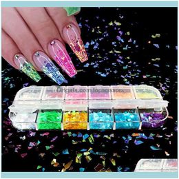 Nail Salon Health & Beautynail Art Decorations 12 Grids/Set Holographic Glitter Sequin Mixed Round Irregular Fragment Diy Flake Paillette Ti