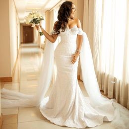 luxurious lace mermaid wedding dresses sweetheart arabic aso ebi bridal gowns beaded elegant robes de marie