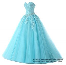 Quinceanera Dresses 2021 Crystal Princess Sweetheart Appliques Party Prom Formal Ball Gown Lace Up Tulle Vestidos De 15 Anos Q23