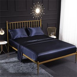 4pcs Bedding Set Bed Linen Bedsheet Sets Fabric Satin Mattress Cover 2Pcs Pillowcase and Bed Sheet Set For Queen King Size 201021