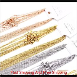 1Mm 2Mm Stainless Steel Link Chains Silver Gold Rose Gold Colour 45-60Cm Women Men Diy Necklaces Jewellery Fit Pendant Bulk Sale Utywz Rlfem