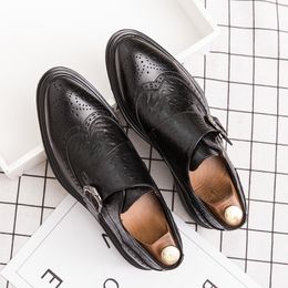 Fashion Italian Men Oxfords Buckle Strap Formal Shoes Handmade Leather Modern Classic Dress Shoes Big Size 37-45