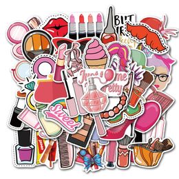 50Pcs-Pack Girls Beauty Cosmetics Vinyl Sticker Waterproof Stickers for Water Bottle Laptop Planner Scrapbook Phone Mac Wardrobe Wall Case Box Organiser Decal