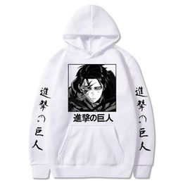 Angriff auf Titan Anime Hoodies Levi Ackerman Frühling Mit Kapuze Swearshirts Frauen Männer Unisex Casual Lose Pullover Harajuku Kleidung Y0816