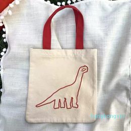 Evening Bags Cute Embroidery Woman Small Shoulder Bag Female Eco Reusable Shopping Student Girls Portable Bento Mini Tote Handbags