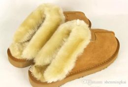 Slippers Warm Cow-Suede Men Womens Slipper Boots Designer Indoor Cotton Leather