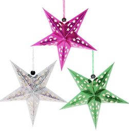 2021 NEW Christmas Decorations Hollow star moon Laser pentagram Hang Garden home hotel Tree porch hangs Decor