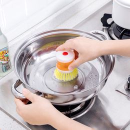 Kitchen cleaning and brush pot artifact automatic liquid dishwashing brush home creative multi-functional hydraulic oil brush