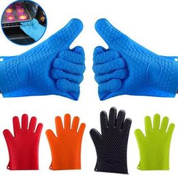 Durable Silicone Oven Kitchen Glove Heat Resistant Colorful Cooking BBQ Grill Glove Oven Mitts Kitchen Gadgets Kitchen Accessories T500468