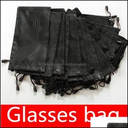 Sunglasses Cases & Bags Eyewear Aessories Fashion Promotion Glasses Soft Waterproof Plaid Cloth Bag Pouch Black Colour 17.5*9.3Cm Moq=20Pcs D