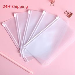 A5 A6 A7 PVC Binder Clear Zipper Storage Bag cover 6 Hole Waterproof Stationery Bags Office Travel Portable Document Sack WQ728-WLL