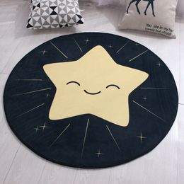 Black Star Carpets for Living Room Cartoon Cute Animals Printed Rugs Non-Slip Durable Baby Playing Mat Bedroom Living Room Decor 210317