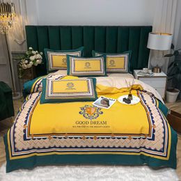 Amarelo desenhista conjuntos de cama capa boêmia moda impresso algodão size de alta qualidade de alta qualidade cama de cama de luxo conjunto